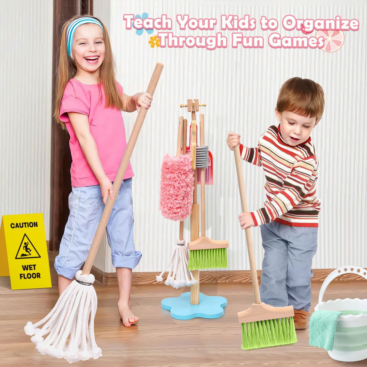 Lonico cleaning brush aids in pretend scrubbing and fine motor practice.
