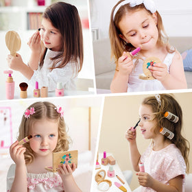 Lonico wooden mascara brush for gentle pretend mascara during playtime.