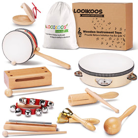 LOOIKOOS Montessori wooden instruments set for toddlers encouraging rhythm exploration