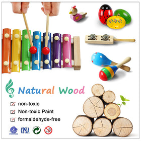 LOOIKOOS Maracas display with bright handles aiding shaking activity and motor play