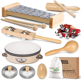 LOOIKOOS toddler musical instruments set for kids promotes rhythm exploration.