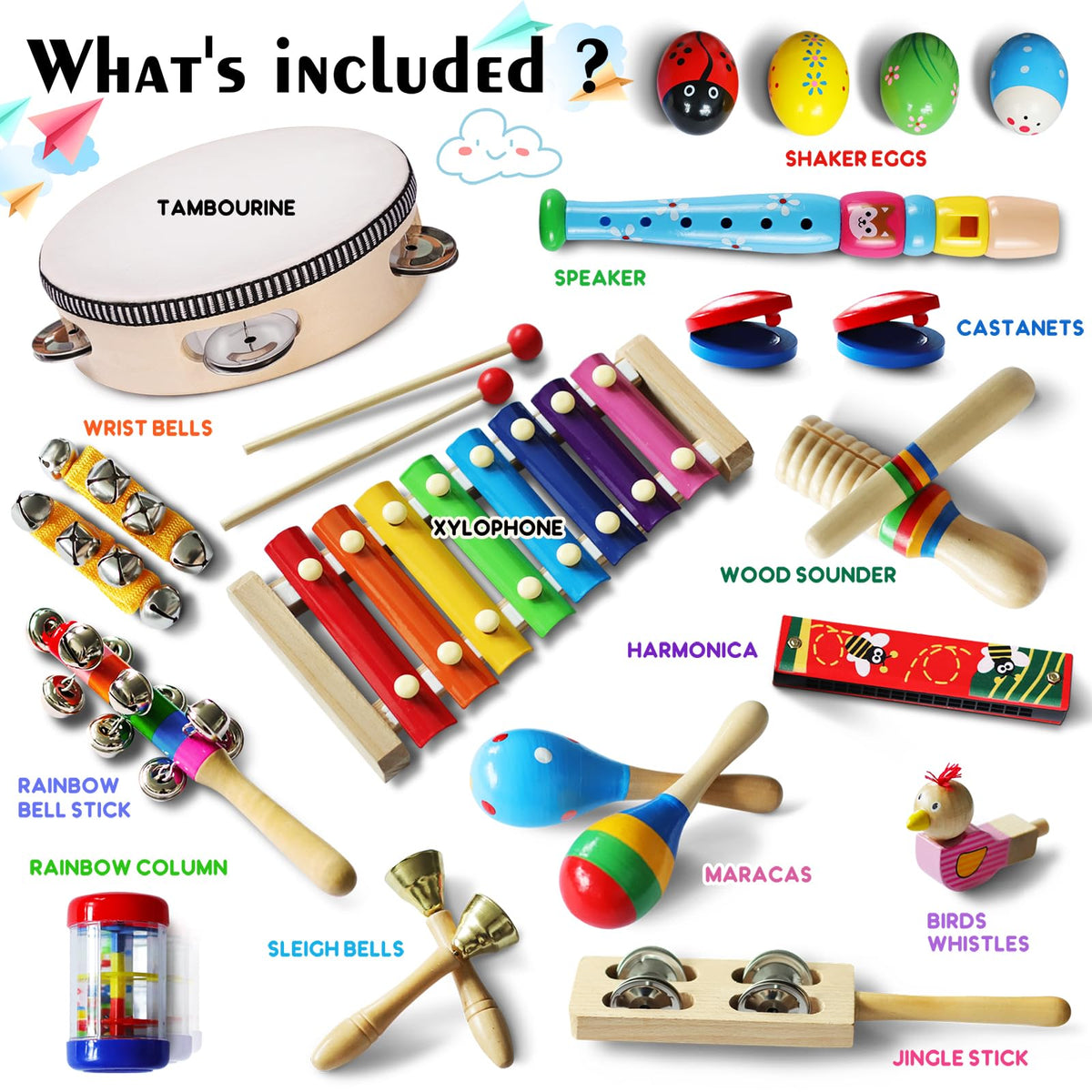 LOOIKOOS Tambourine visual showing secure grip and gentle jingles for small hands