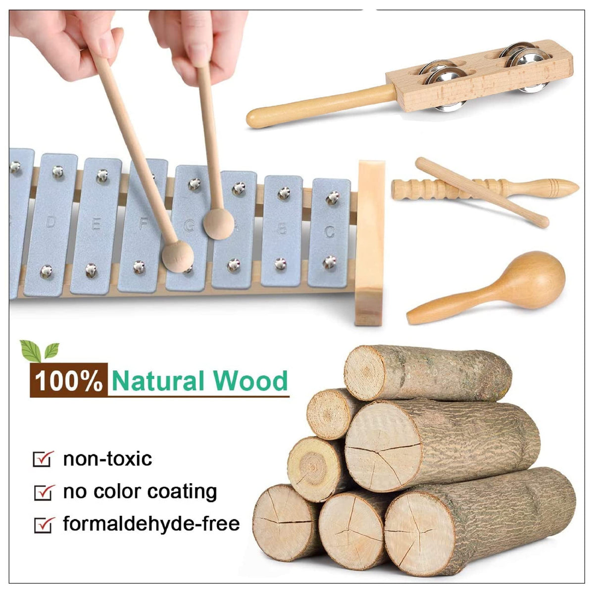 LOOIKOOS wooden tapping instruments for creative expression and focus development.