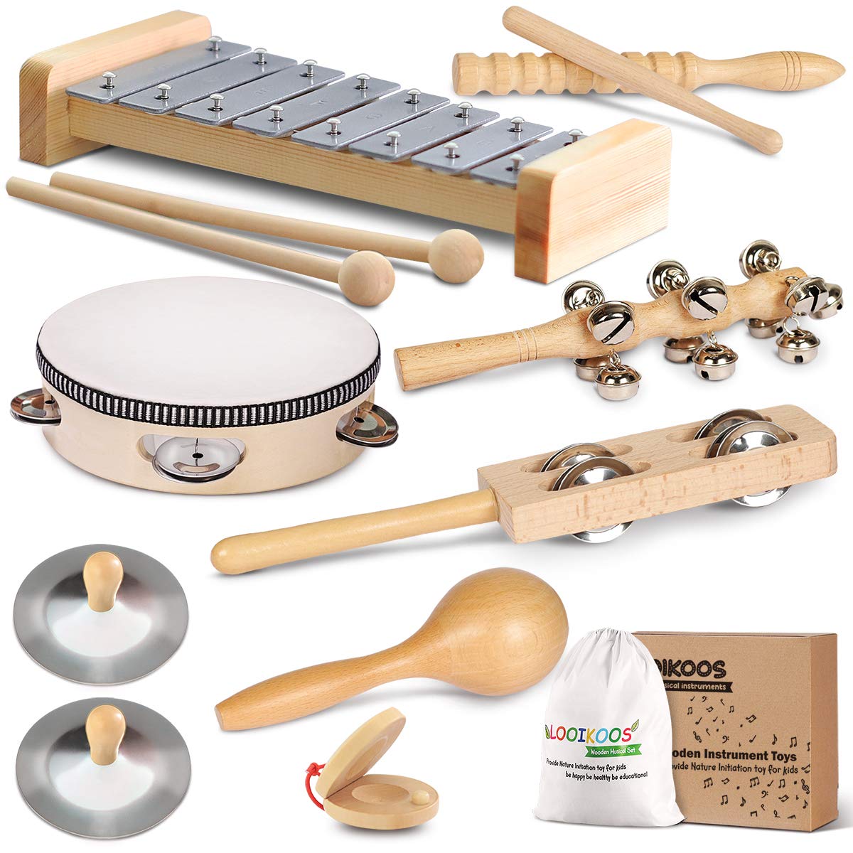 LOOIKOOS wooden xylophone for toddlers supports early rhythm exploration and coordination.