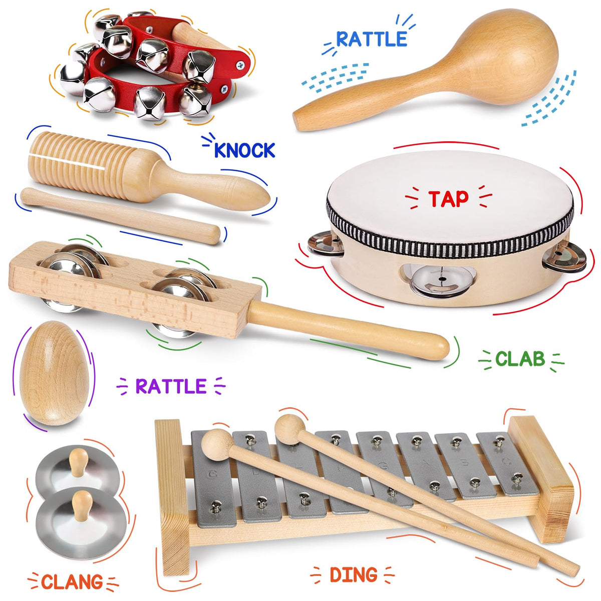 LOOIKOOS wooden beating instrument encourages coordination and musical curiosity.