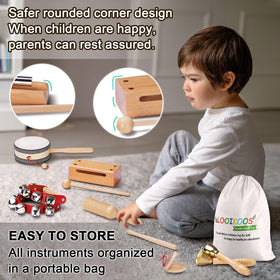LOOIKOOS wooden hand drum for sensory play and music discovery