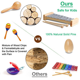 LOOIKOOS wooden tapping instrument nurtures fine motor skills and beat awareness.