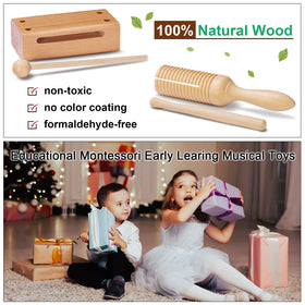 LOOIKOOS wooden toddler instruments with storage bag keep play area tidy