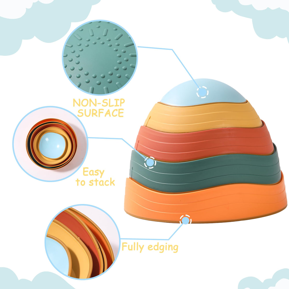 LoomLark Balance stones with anti-slip bottoms stay steady on floors and lawns