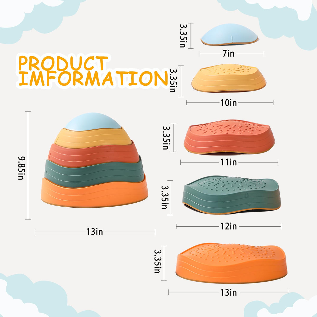 LoomLark Balance stepping stones with color patterns enhance visual perception and color recognition