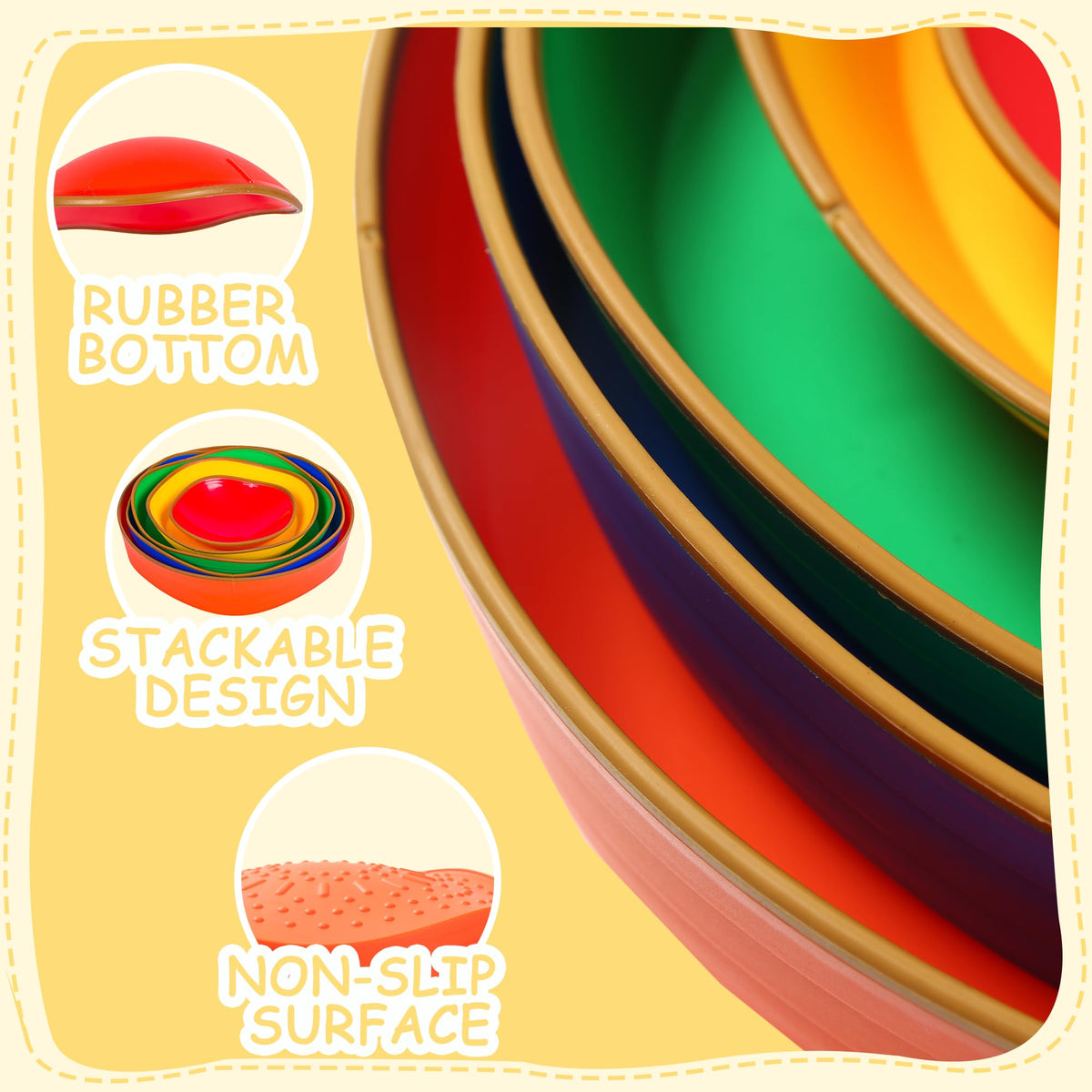 LoomLark Balance Stones anti-slip bottom provides stable play on any surface