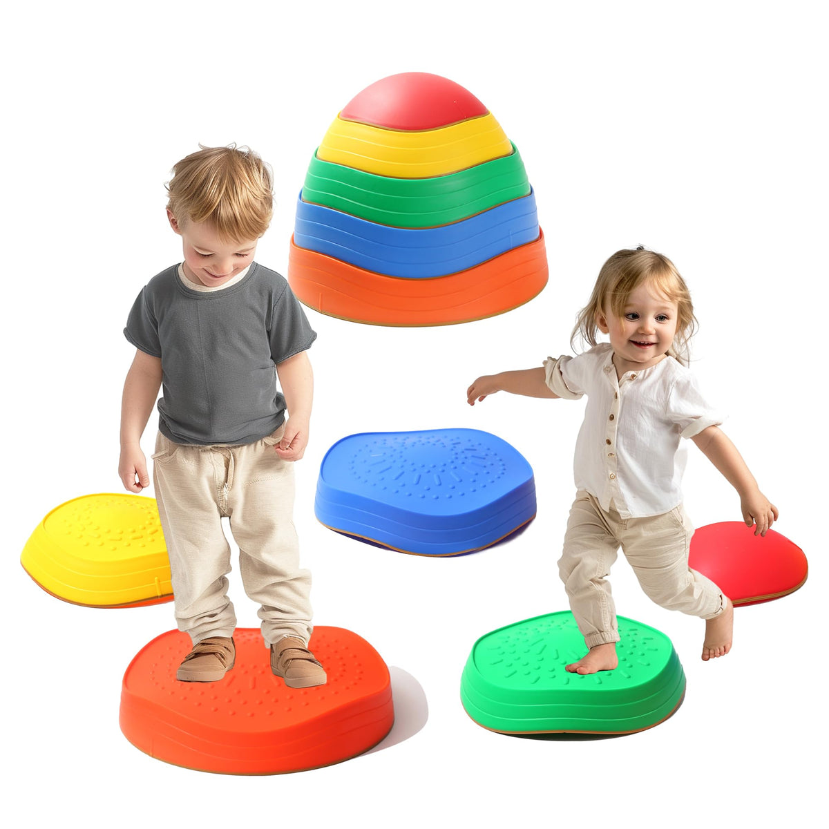 LoomLark Balance Stones colorful set for color recognition and imaginative play