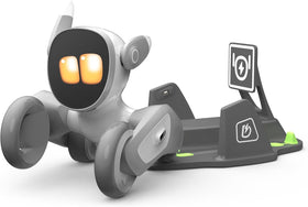 Loona robot pet dog at the charging dock enabling auto-recharge
