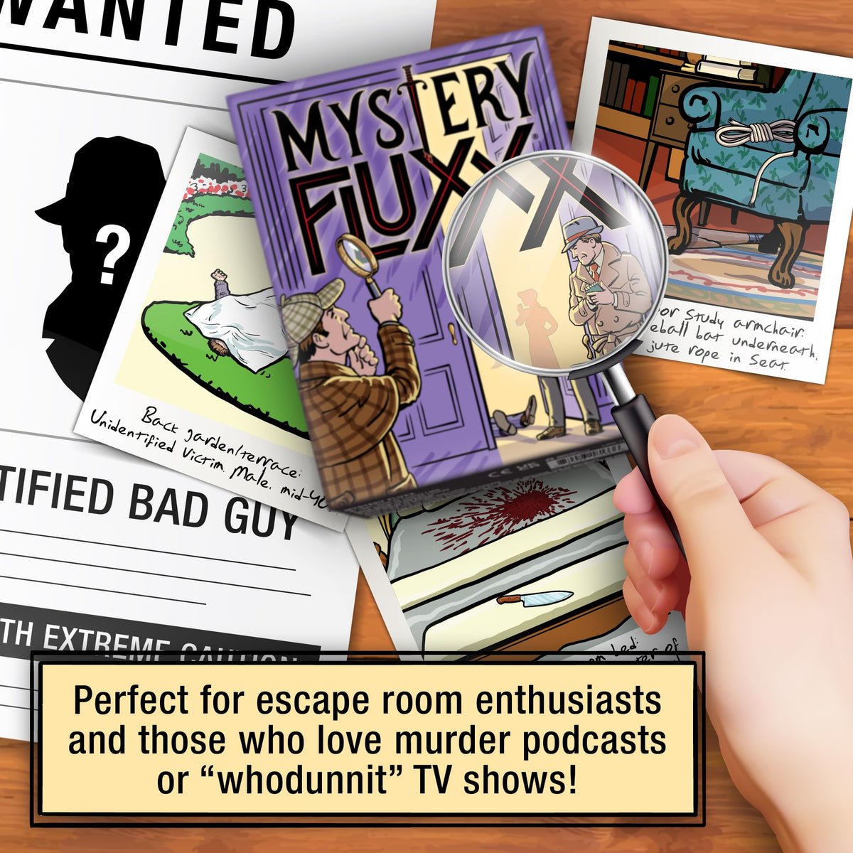 Looney Labs Mystery Fluxx quick setup scene for casual gatherings.
