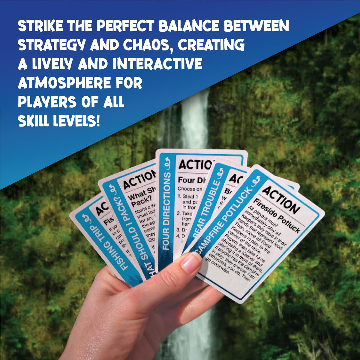 Quick-learn Fluxx rules and setup on a sunny campsite