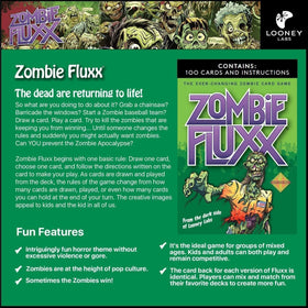 Looney Labs Zombie Fluxx travel-friendly play on a coffee table during travel