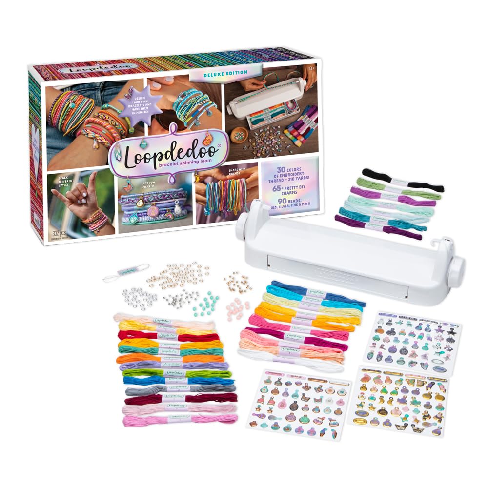 Loopdedoo Deluxe loom bracelet maker; compact setup for quick, stylish bracelets at home.