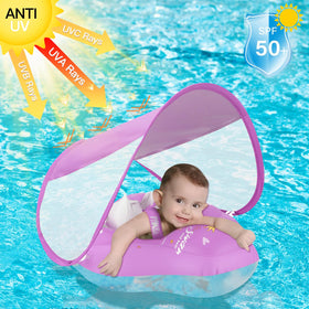 LOOWARTS float's adjustable straps position baby safely for play.