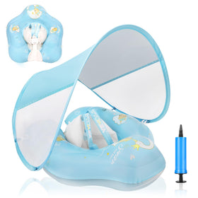 LOOWARTS baby pool float with canopy for shade and protection.