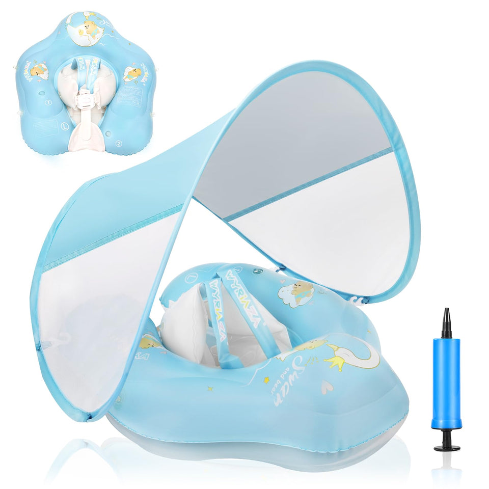 LOOWARTS baby pool float with canopy for shade and protection.
