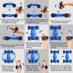 LOOZIX gesture RC stunt car glow lights and music for night play