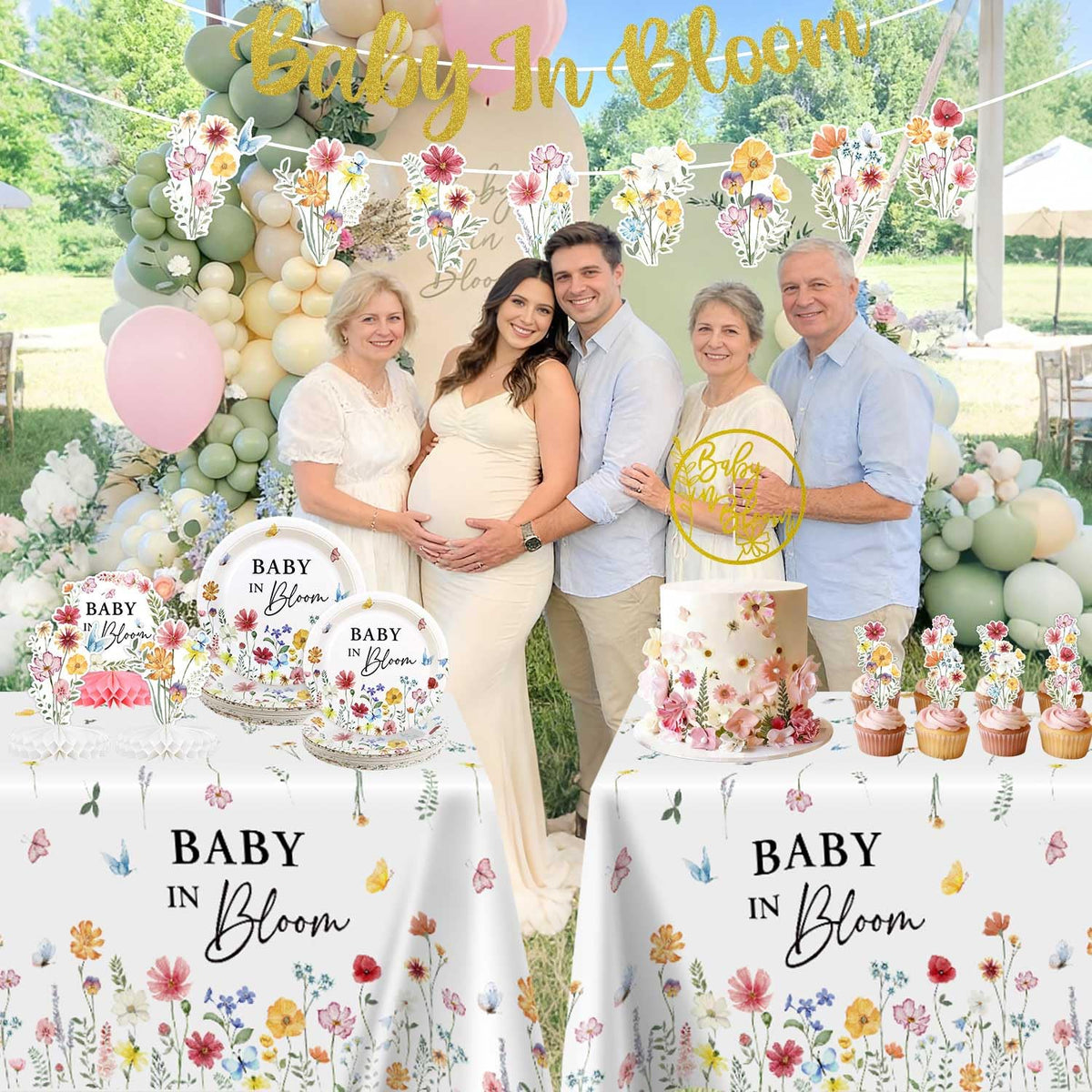 Lopeastar baby shower cups in pastel florals for stylish service
