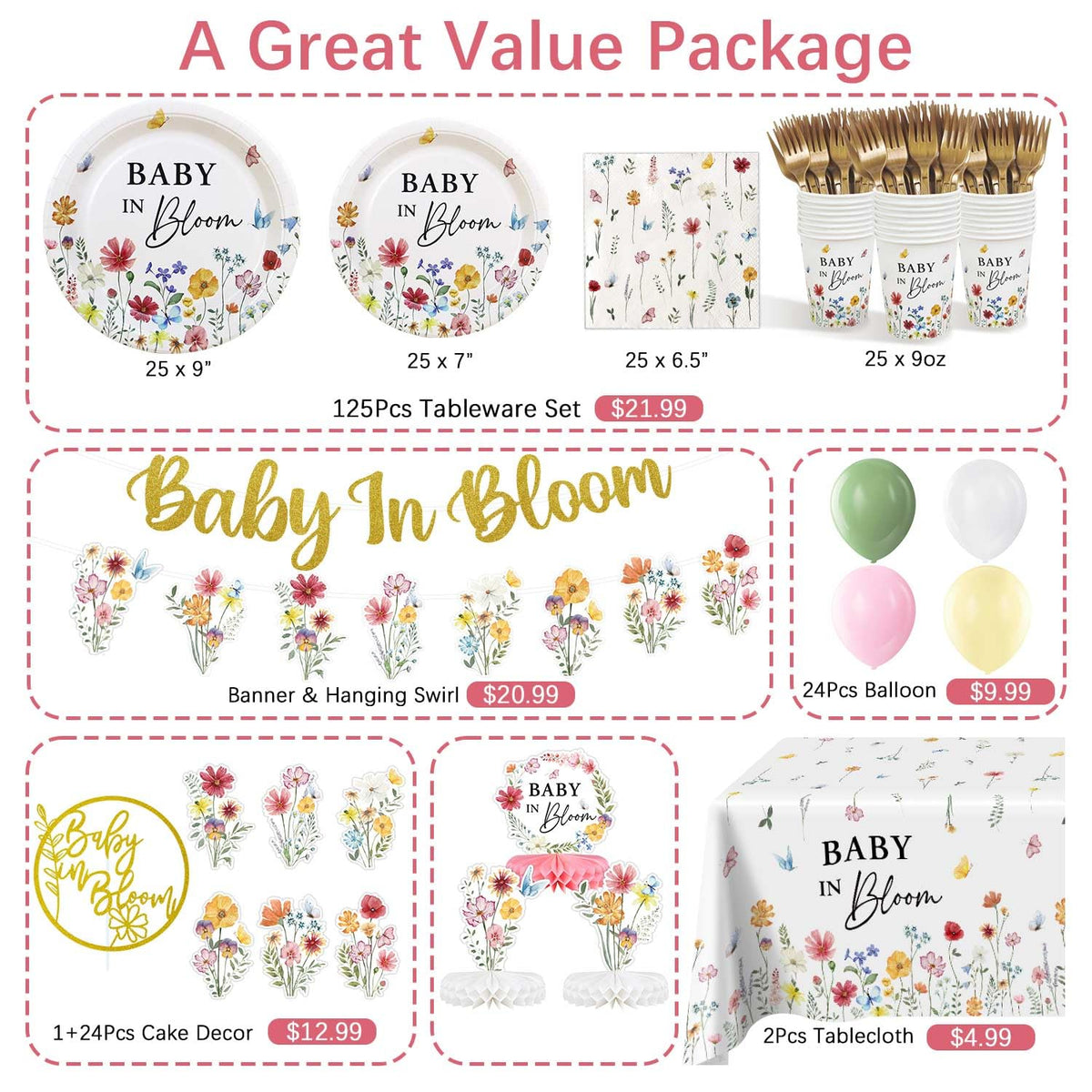 Lopeastar baby shower napkins in floral design for elegant decor