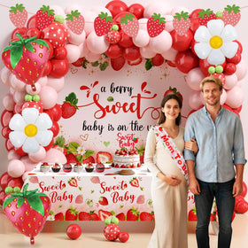 Lopeastar cake topper highlights the berry shortcake theme on the dessert table