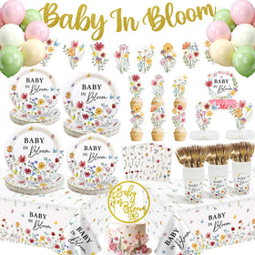 Lopeastar spring baby in bloom plates set for a cohesive baby shower tablescape