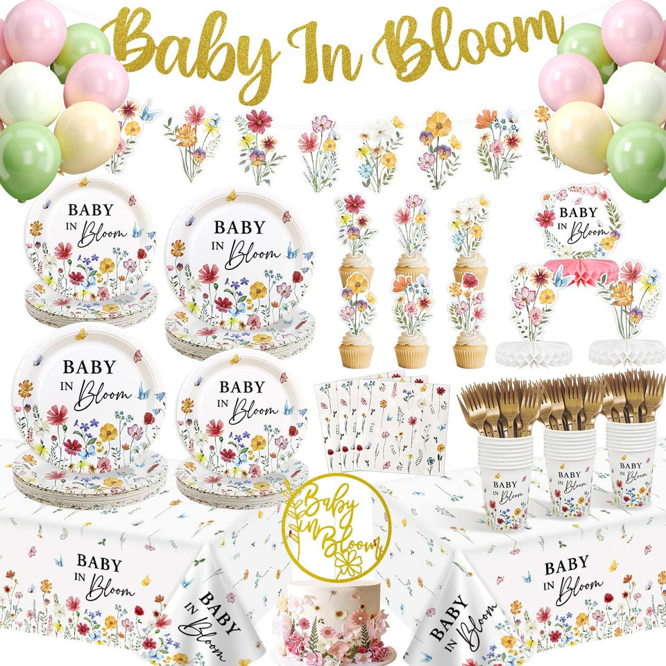 Lopeastar spring baby in bloom plates set for a cohesive baby shower tablescape