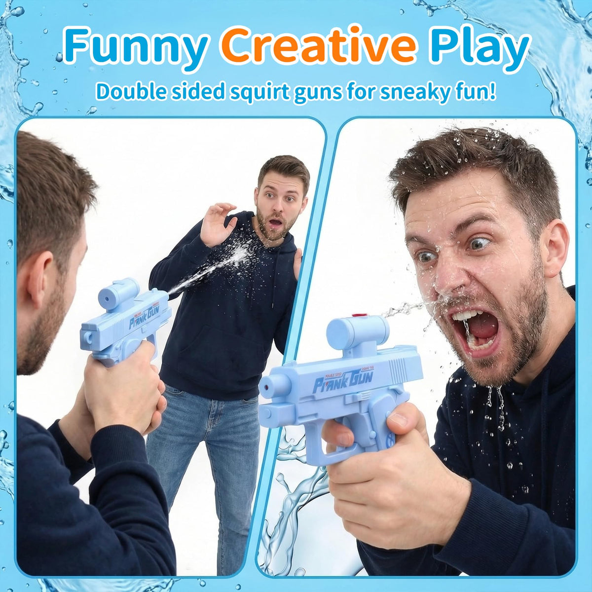 LOQOMI prank water gun reverse spray in action for surprises