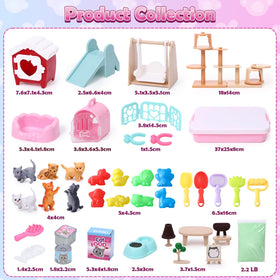 Lorfancy cat sandbox figures with realistic details for lifelike role play