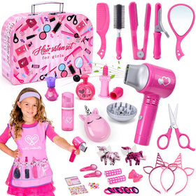 Lorfancy hair salon kit contents for imaginative dress-up play and creativity.