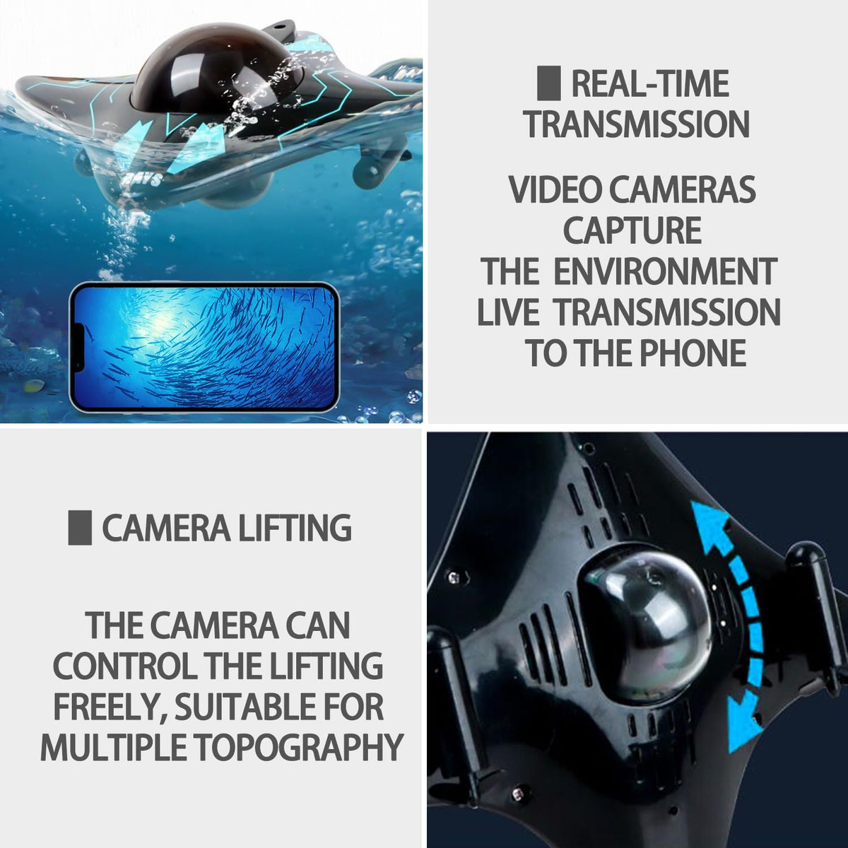 Losbenco RC Boat app-control display, showcasing real-time feed and QR setup.