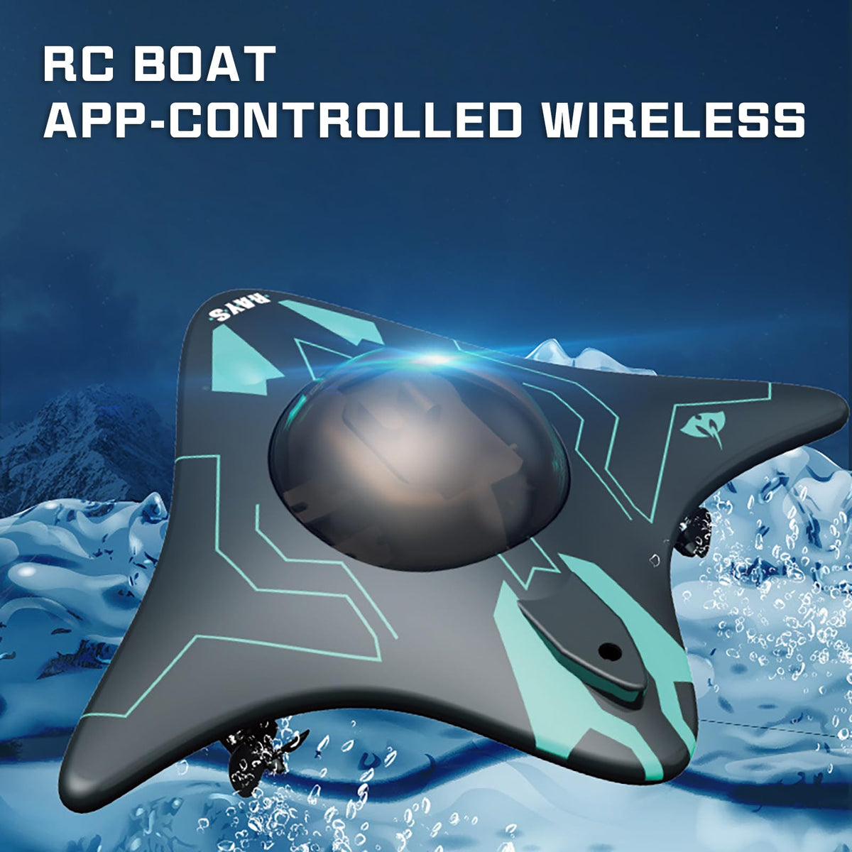 Losbenco RC Boat with Camera left-side view, highlighting agile control and filming potential.