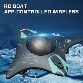 Losbenco RC Boat with Camera left-side view, highlighting agile control and filming potential.
