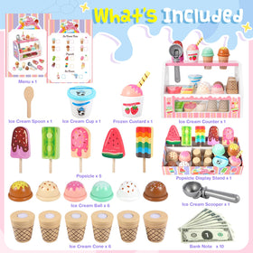 Loscola wooden popsicles for kids, durable and safe pretend play
