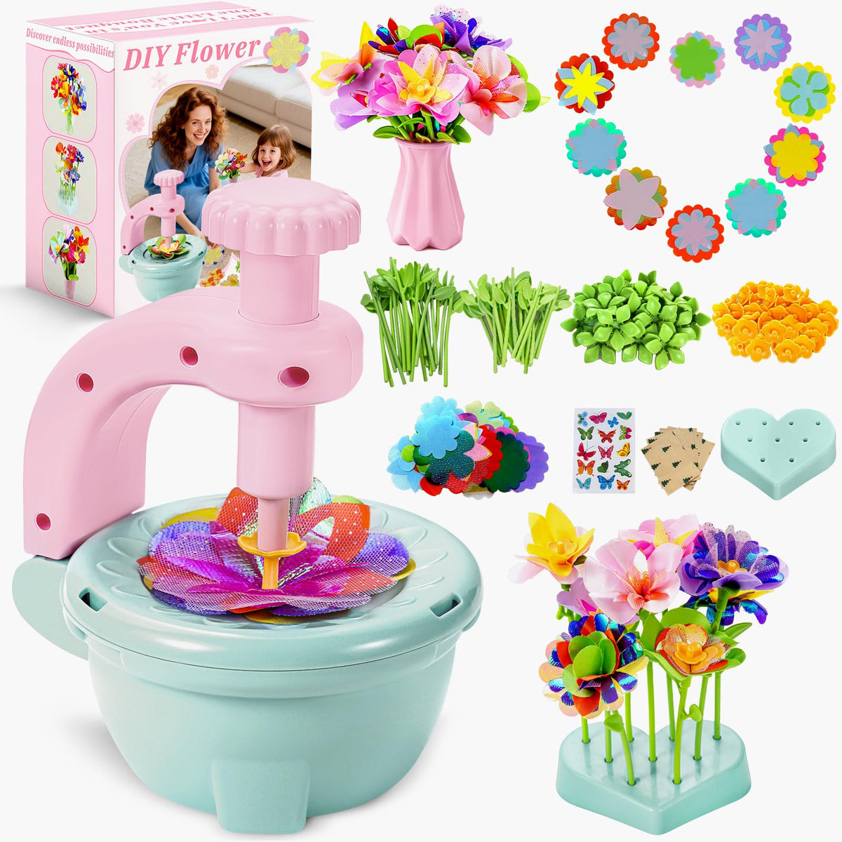 Loshuer fabric flower bouquets toys with soft petals for pretend shop play