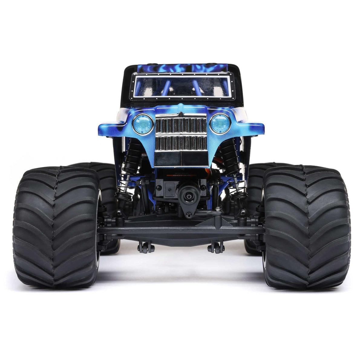 Losi 1/18 Mini LMT Son Uva Digger blue body variant offers vibrant on-shelf appeal.