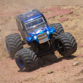 Losi 1/18 Mini LMT Son Uva Digger wheel and tire detail for realistic texture.