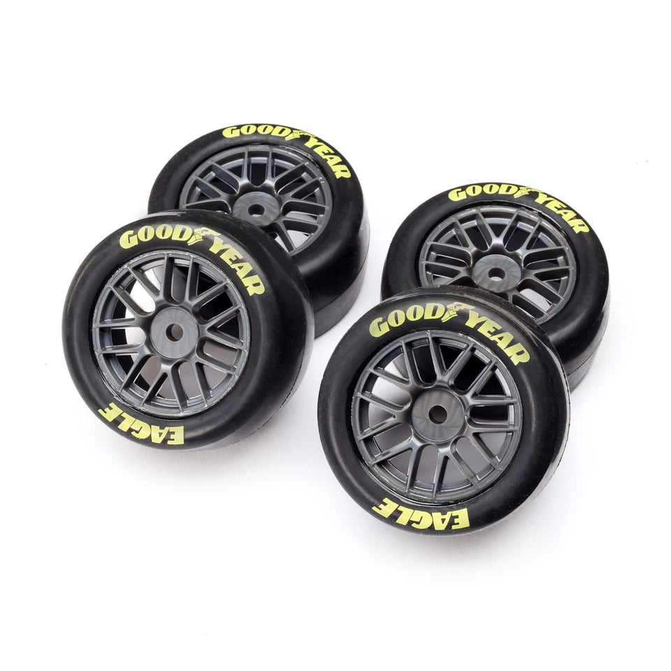 Losi Goodyear Eagle mounted tires Soft 4 NG on track-ready setup for lower-traction surfaces.