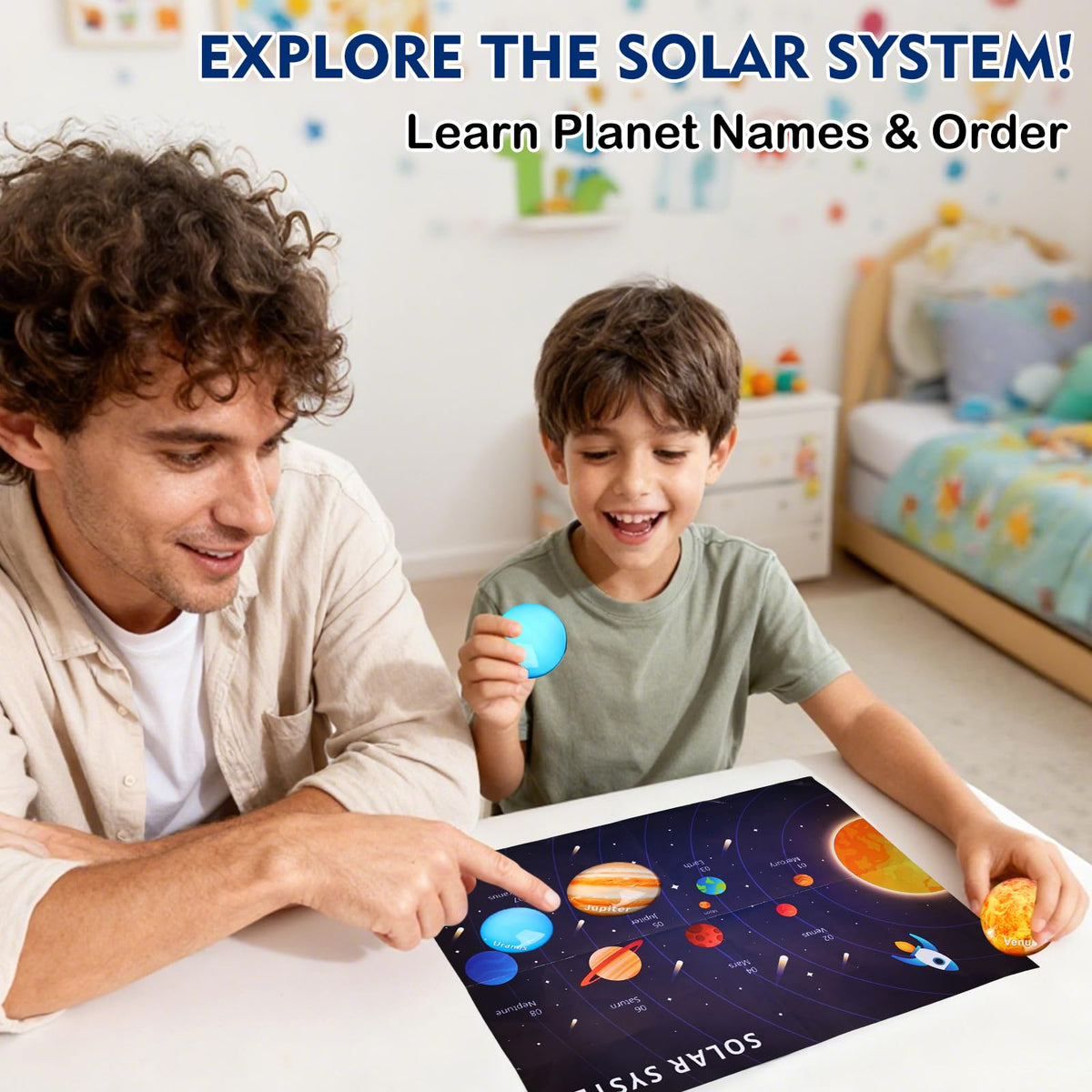 Losnakt Space Sensory Bin tools: sharpen fine motor skills through planet-hunting.