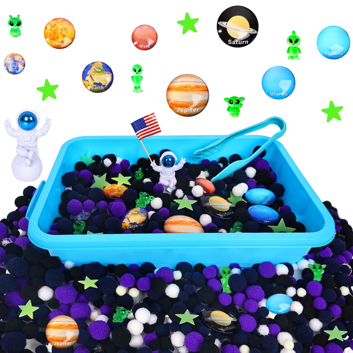 Losnakt Space Sensory Bin planets: explore eight planets and boost early science curiosity.