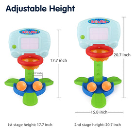 LotFancy 2-in-1 baby sports toy offers shooting and rolling modes for varied play.