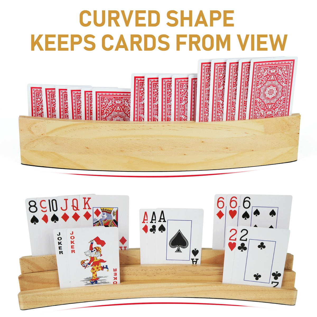 LotFancy Card Holder for Canasta and Poker supports large decks during game night.