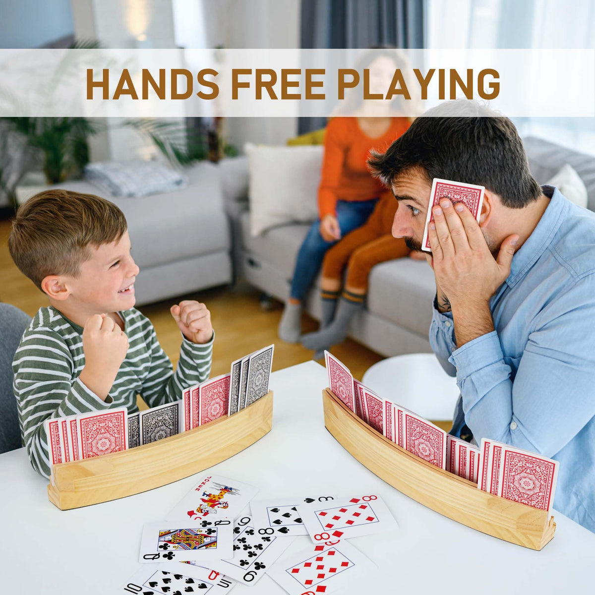 LotFancy 70+ cards capacity holder keeps many cards neatly arranged for busy rounds.
