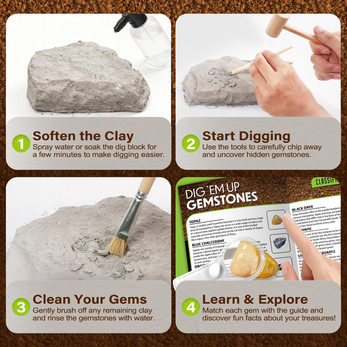 LotFancy chisel supports safe, precise uncovering of hidden stones.