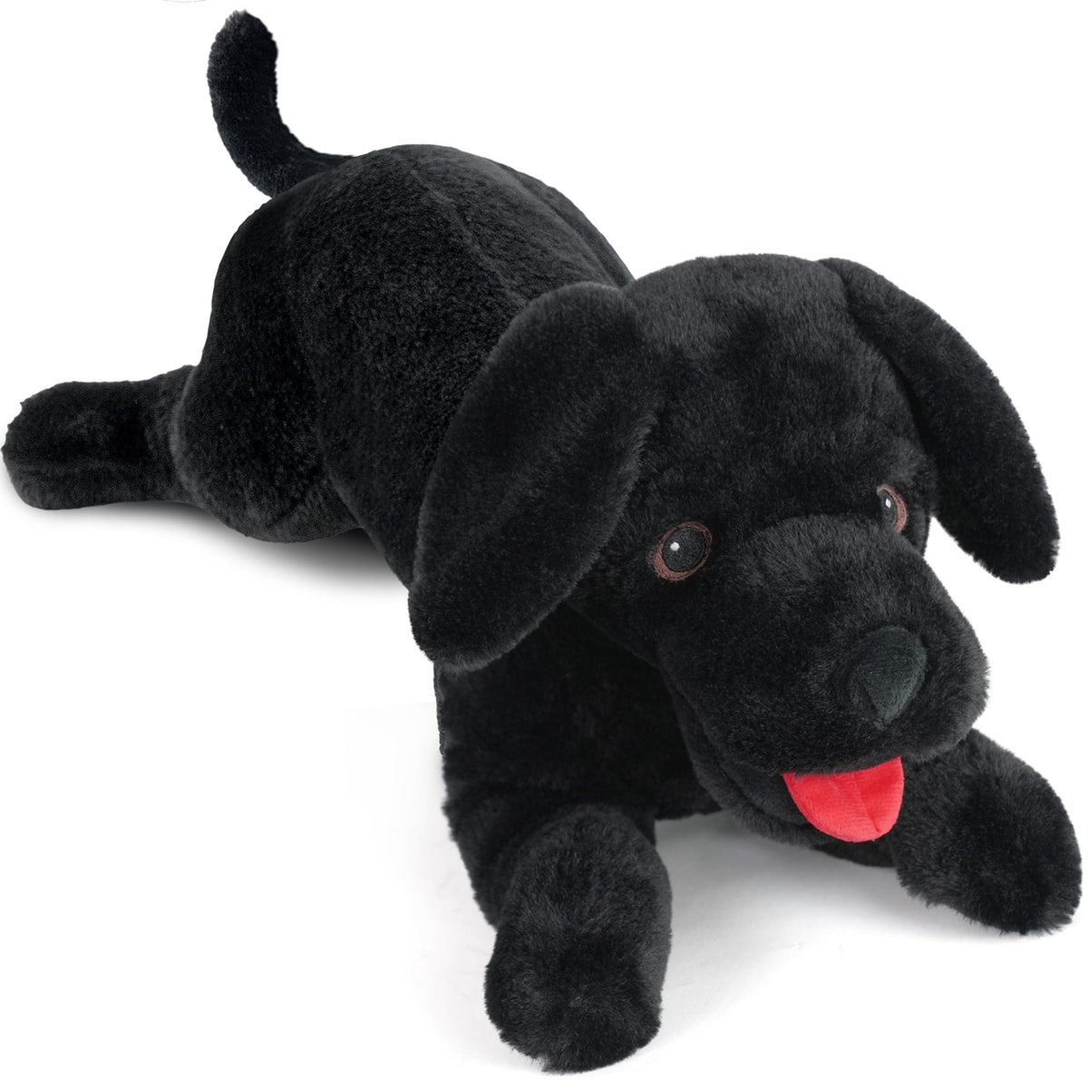 LotFancy dog stuffed animal 26-inch black lab with soft fur for cozy snuggles.