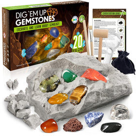 LotFancy Gemstone Dig Kit exposes 20 real gems for an educational treasure hunt.