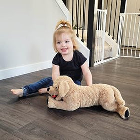 LotFancy pillow-friendly dog plush doubles as a comfy lounge companion